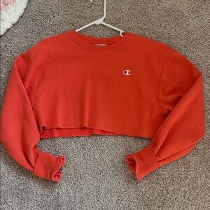 Champion Women's Vibrant Red Cropped Hoodie